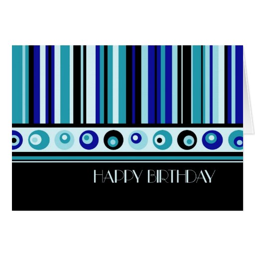 Blue Stripes Business From Group Birthday Card
