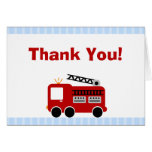 Blue Stripes Fire Truck Thank You Note Card