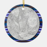 blue stripes pattern photo frame ornaments