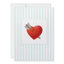 Blue Stripes - Pierced Valentine Heart Personalized Invitation