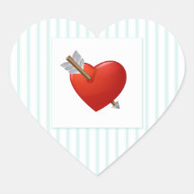 Blue Stripes - Pierced Valentine Heart Sticker
