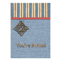Blue Stripes Weave and Medallion Invitations