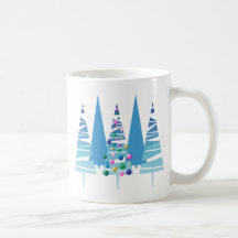 Blue Stylized Christmas Trees Mug
