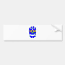 BLUE SUGAR SKULL BUMPER STICKERS