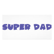 blue super dad icon personalized photo card