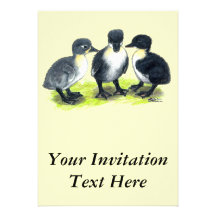 Blue Swedish Ducklings Custom Invitations
