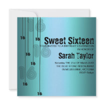 Blue Sweet Sixteen Birthday Invitation