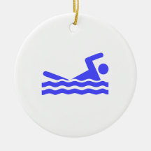 Blue Swimming Icon Christmas Tree Ornaments