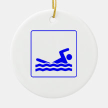Blue Swimming Icon Sign Ornaments
