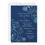 Blue Swirls Christmas Wedding Invitation Cards