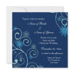 Blue Swirls Christmas Wedding Invitation Cards
