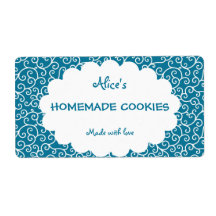 Blue Swirls Personalized Homemade Cookies Personalized Shipping Labels
