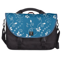 Blue Swirly Flowers Bags For Laptop