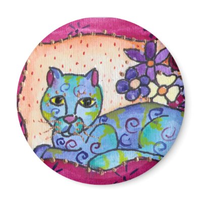 Blue Tabby Cat Magnets by BeMusedArt