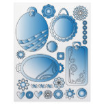 Blue tags, flowers and hearts - scrapbook graphics letterhead