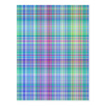 blue tartan pattern post card