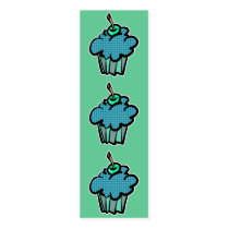 blue tartan plaid cupcake bookmark business card