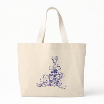 Blue Tattoo Floral Burst Tote Bag