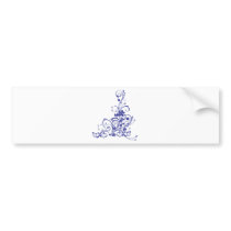 Blue Tattoo Floral Burst Bumper Stickers