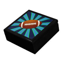 Blue, Teal and Green Team Colours Retro Football Keepsake Boxes