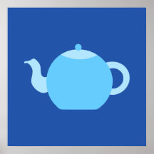 Blue Teapot on Navy Background. Posters