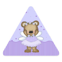 Blue Teddy Bear Fairy Princess Triangle Stickers