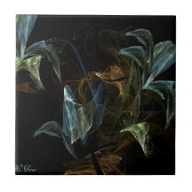 Blue Tiger Lilies Dancing Ceramic Tiles