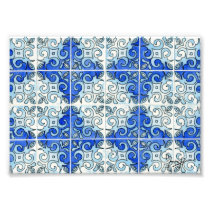 Blue Tile Design 2 - Swirls Art Photo