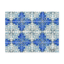 Blue Tile Design 2 - Swirls Postcard