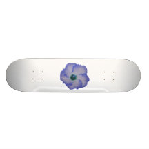 Blue tinted hibiscus flower skateboard deck
