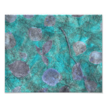 Blue tissue paper collage with rose petals photo print