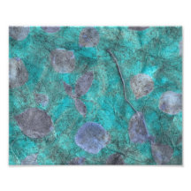Blue tissue paper collage with rose petals photo print