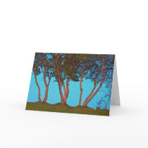 Blue Trees Greeting Cards