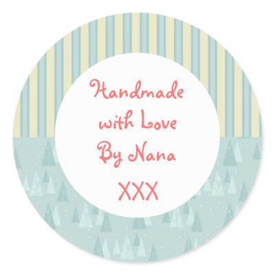 Blue trees 'Handmade by' Christmas stickers by Giftopia