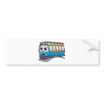 Blue Trolley Cartoon Bumper Sticker