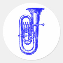 Blue Tuba Round Sticker