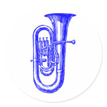 Blue Tuba Round Sticker