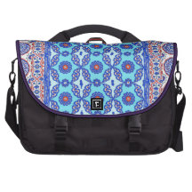 Blue Turkish Tile Pattern Iznik Design Laptop Messenger Bag