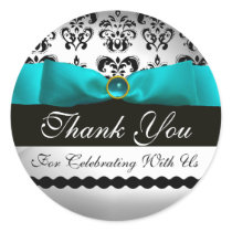 BLUE TURQUASE & WHITE DAMASK RIBBON Aquamarine