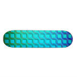 Blue Turquoise and Green Squares Pattern Skateboard Deck