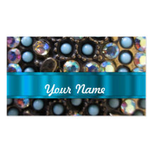 Blue turquoise beaded business cards