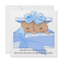 Blue TWIN Baby Shower Invitation African American