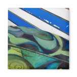 blue two refrigerator magnets