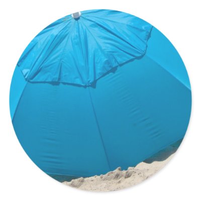 blue umbrella at the beach sticker by DonnaGrayson_Photos