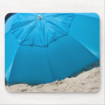 blue umbrella on the beach mouse mat