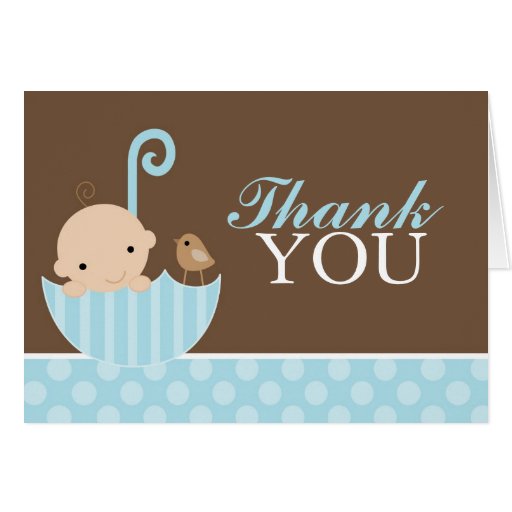 Blue Umbrella Thank You Greeting Card