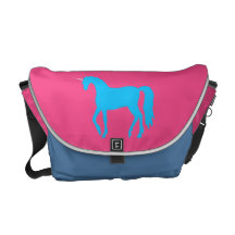 Blue Unicorn on Pink Rickshaw Messenger Bag