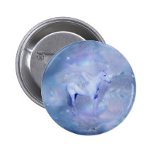 Blue Unicorn with wings fantasy Button
