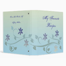 Blue Velvet Blooms Recipe Book Vinyl Binder
