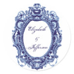 Blue Vintage Frame Monogrammed Stickers